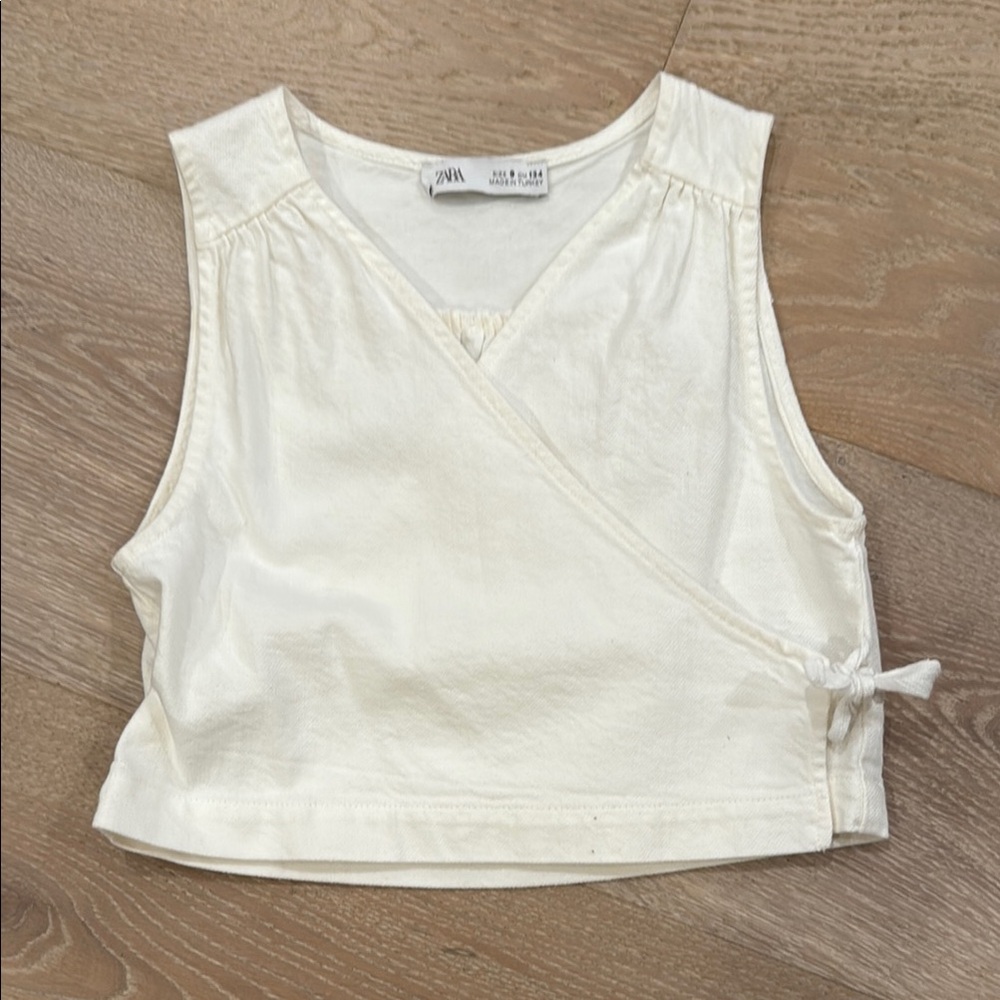 Zara White Wrap Crop Top